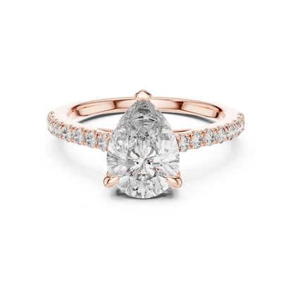 Pear Accented Lab Grown Diamond Engagement Ring