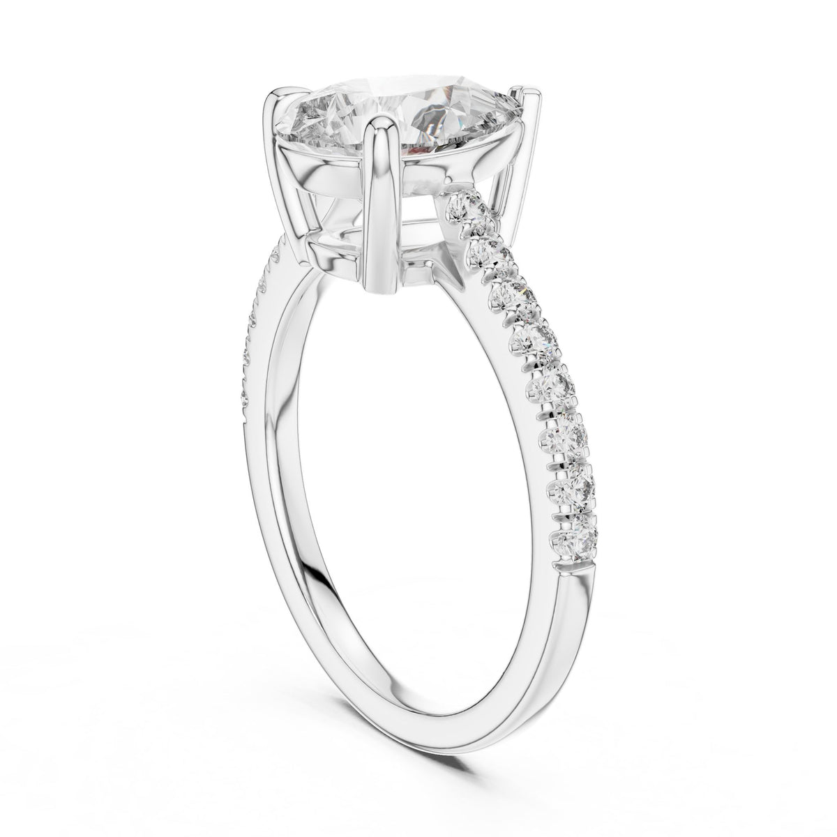 Pear Accented Lab Grown Diamond Engagement Ring