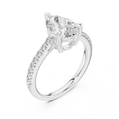 Pear Accented Lab Grown Diamond Engagement Ring