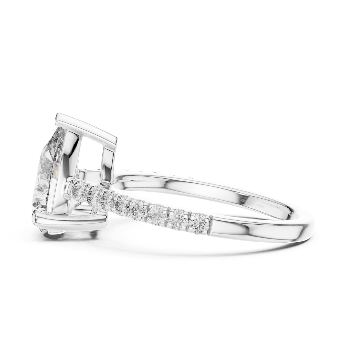 Pear Accented Lab Grown Diamond Engagement Ring