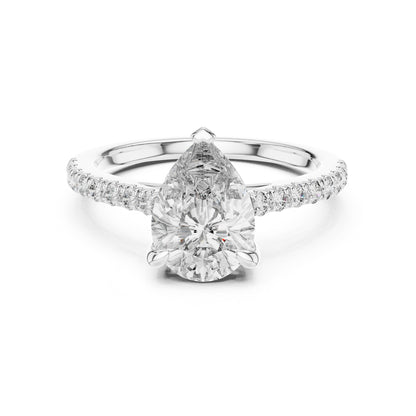 Pear Accented Lab Grown Diamond Engagement Ring