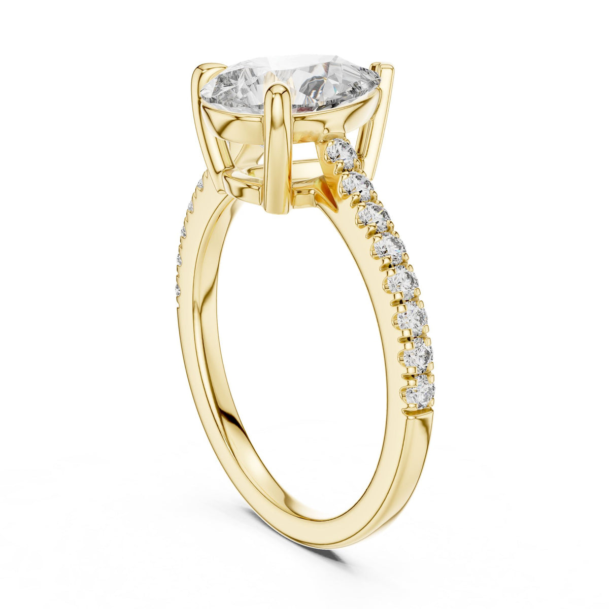 Pear Accented Lab Grown Diamond Engagement Ring