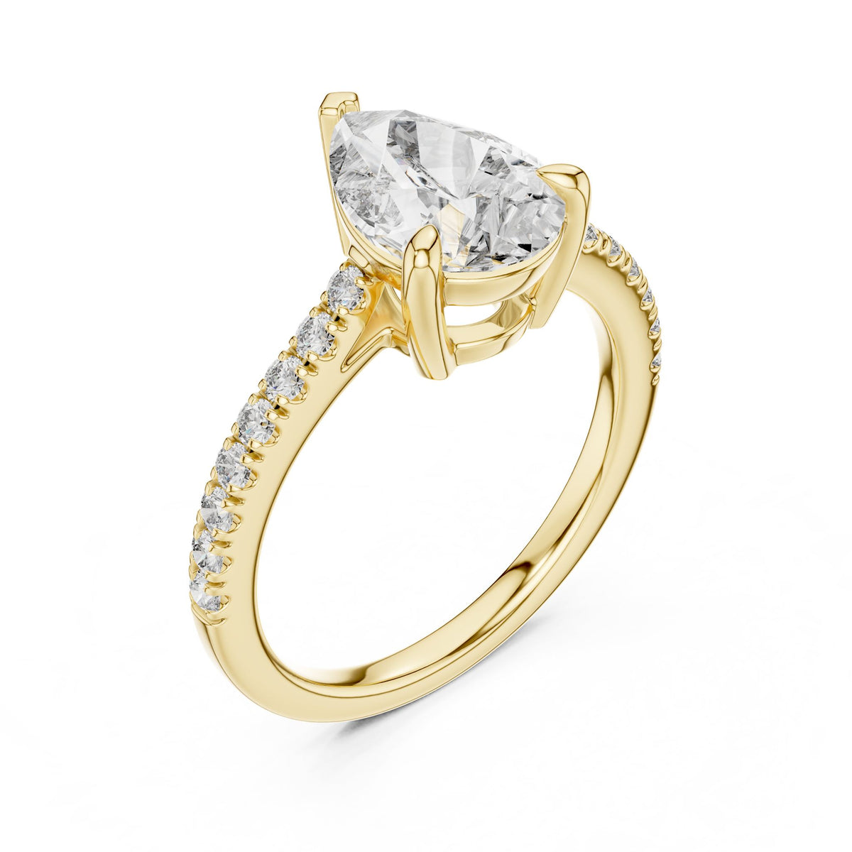 Pear Accented Lab Grown Diamond Engagement Ring