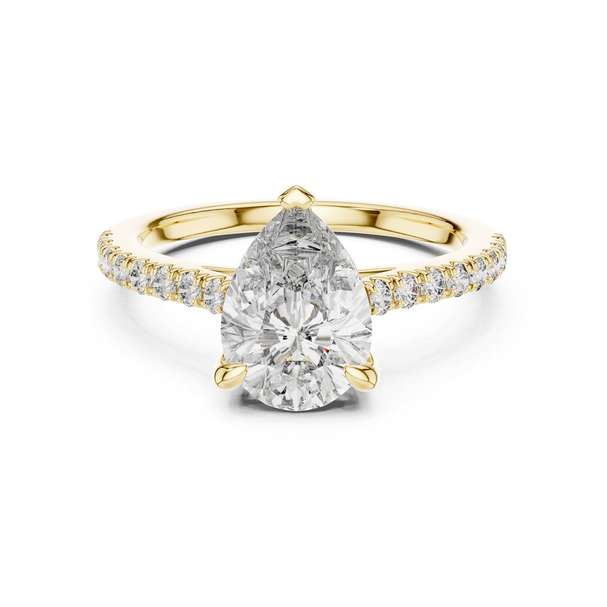 Pear Accented Lab Grown Diamond Engagement Ring