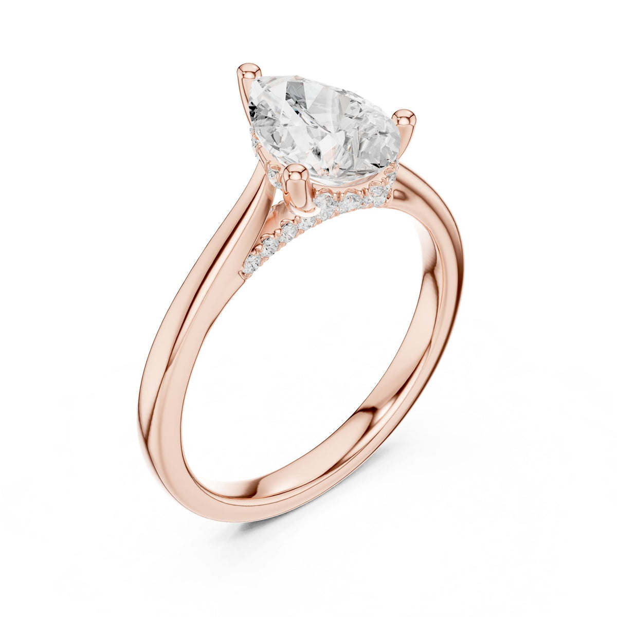Pear Accented Lab Grown Diamond Engagement Ring
