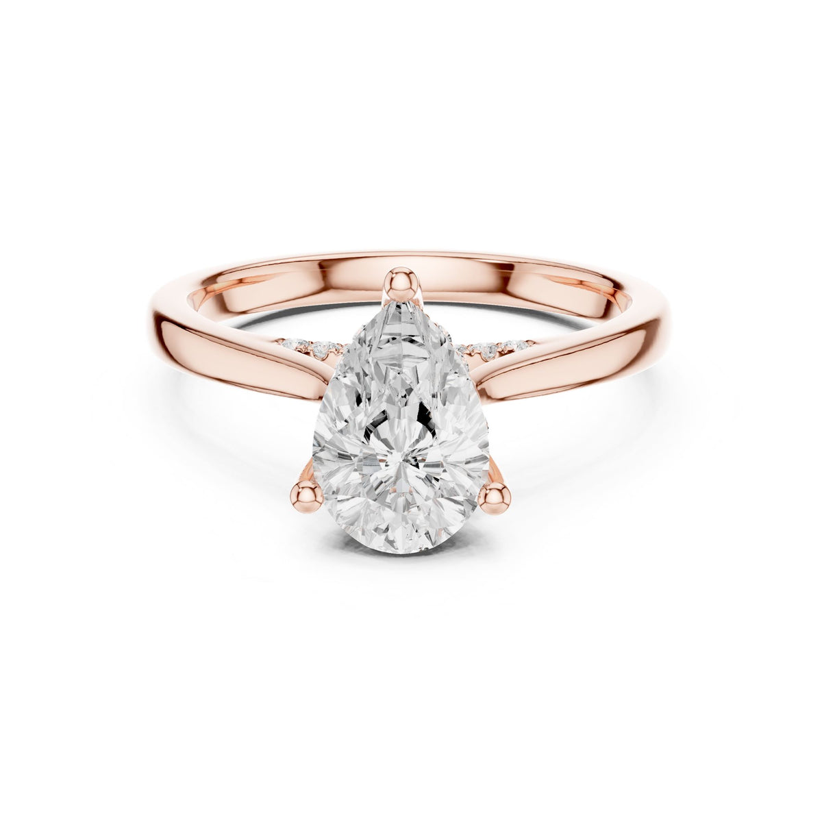 Pear Accented Lab Grown Diamond Engagement Ring
