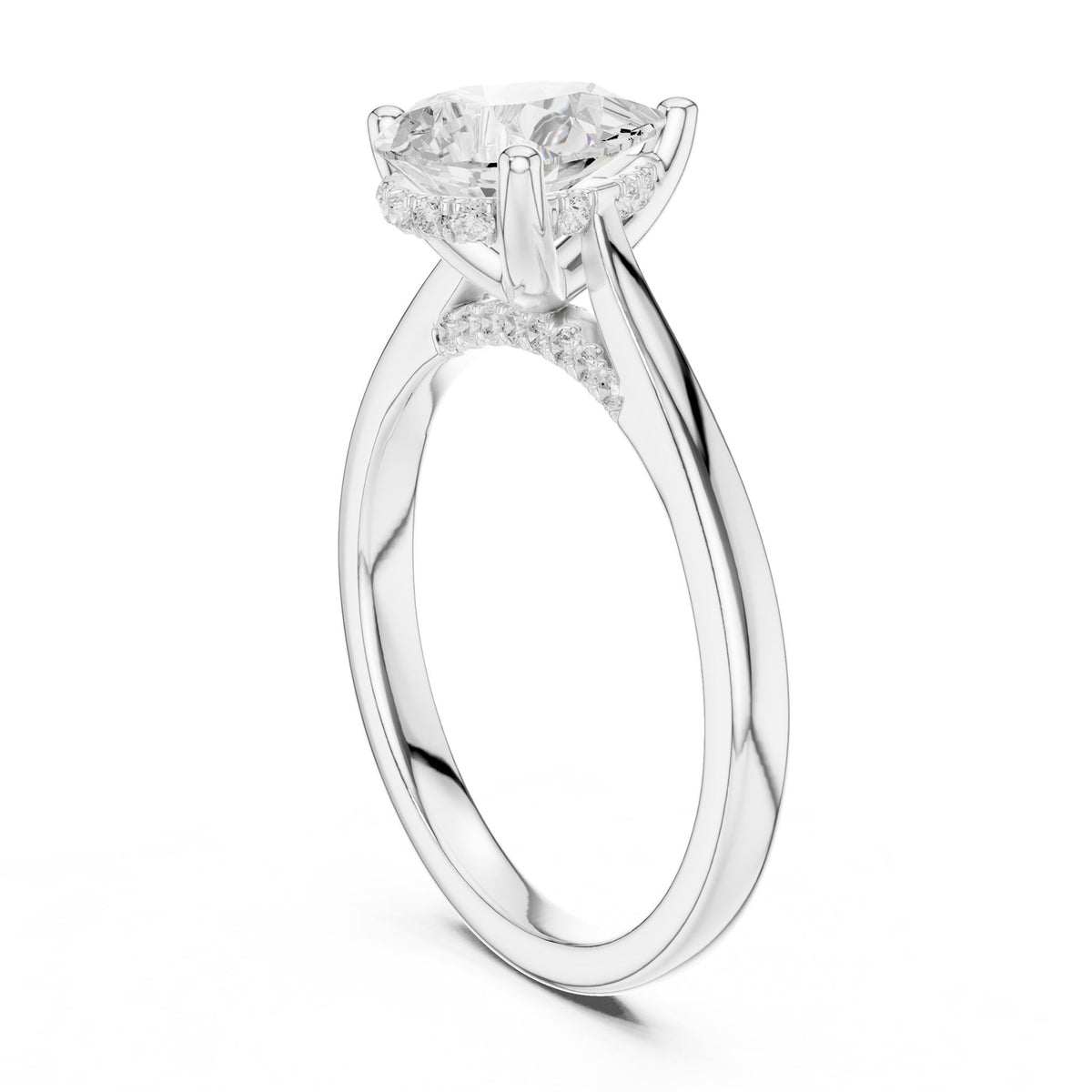 Pear Accented Lab Grown Diamond Engagement Ring