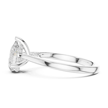 Pear Accented Lab Grown Diamond Engagement Ring