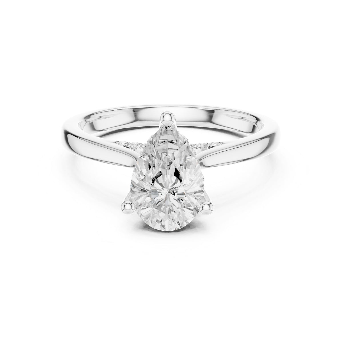 Pear Accented Lab Grown Diamond Engagement Ring