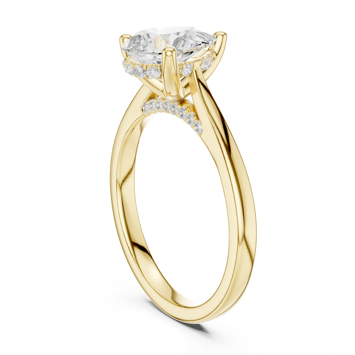 Pear Accented Lab Grown Diamond Engagement Ring