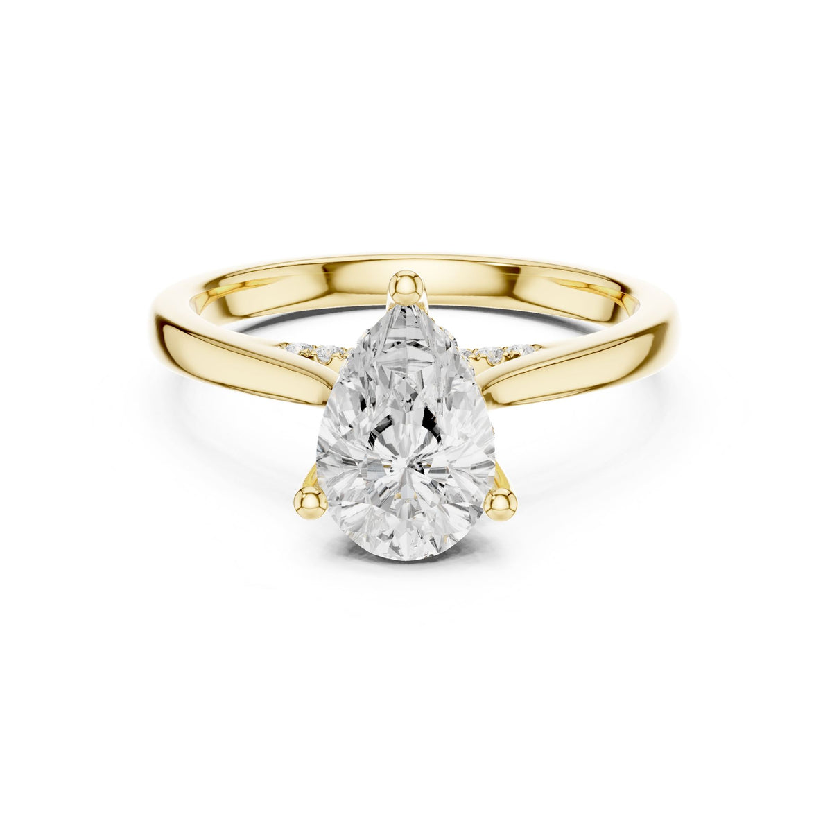 Pear Accented Lab Grown Diamond Engagement Ring