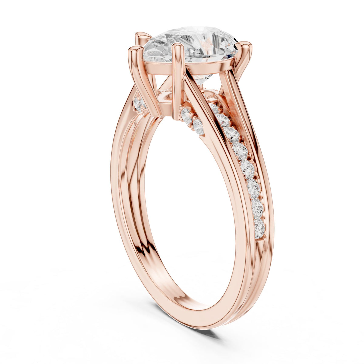 Pear Accented Lab Grown Diamond Engagement Ring
