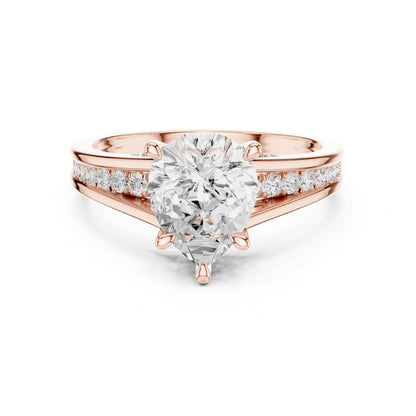 Pear Accented Lab Grown Diamond Engagement Ring
