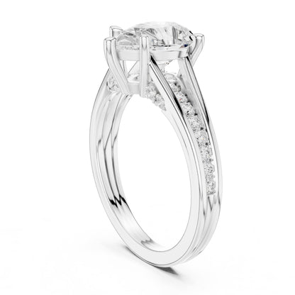 Pear Accented Lab Grown Diamond Engagement Ring