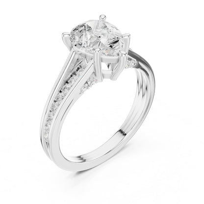 Pear Accented Lab Grown Diamond Engagement Ring