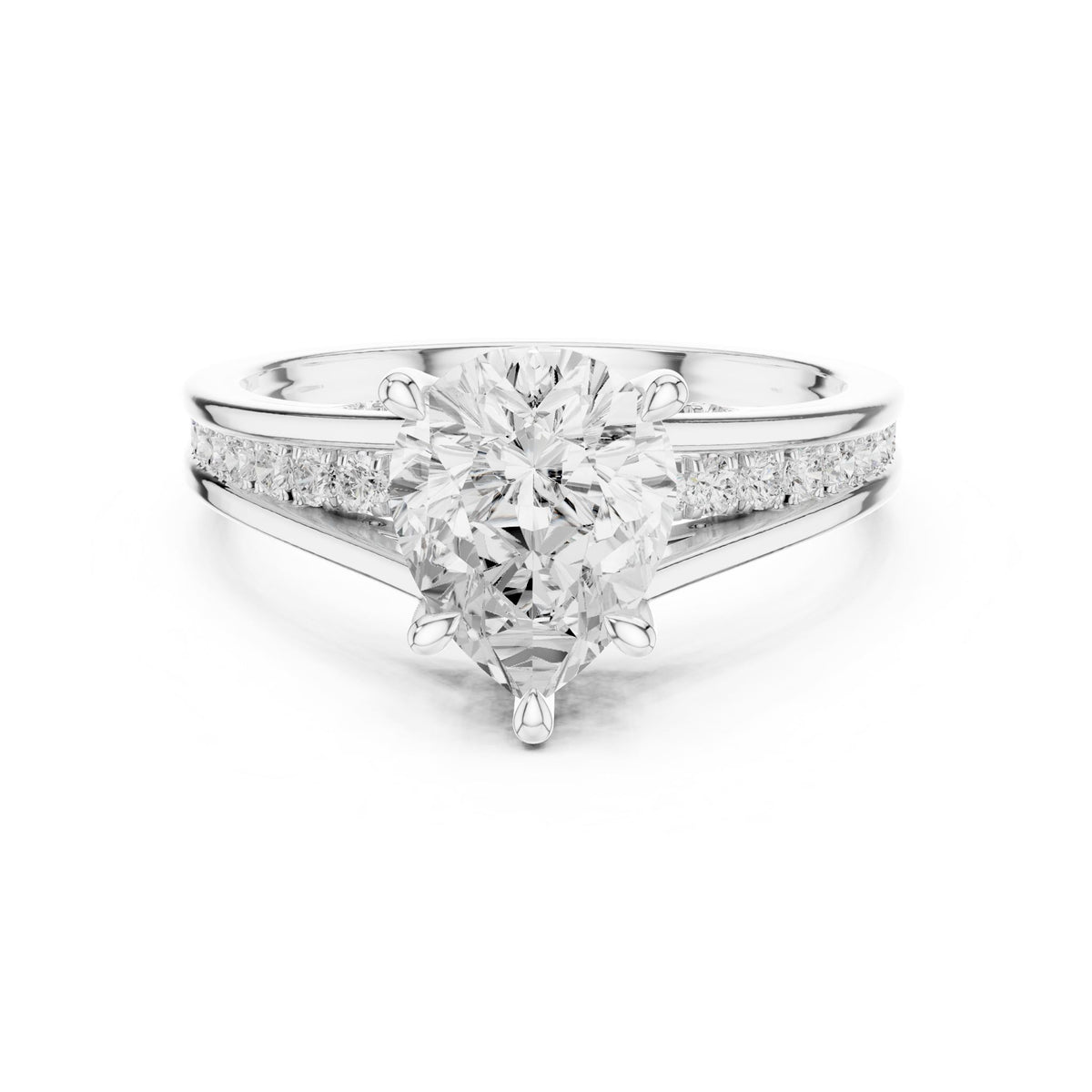 Pear Accented Lab Grown Diamond Engagement Ring