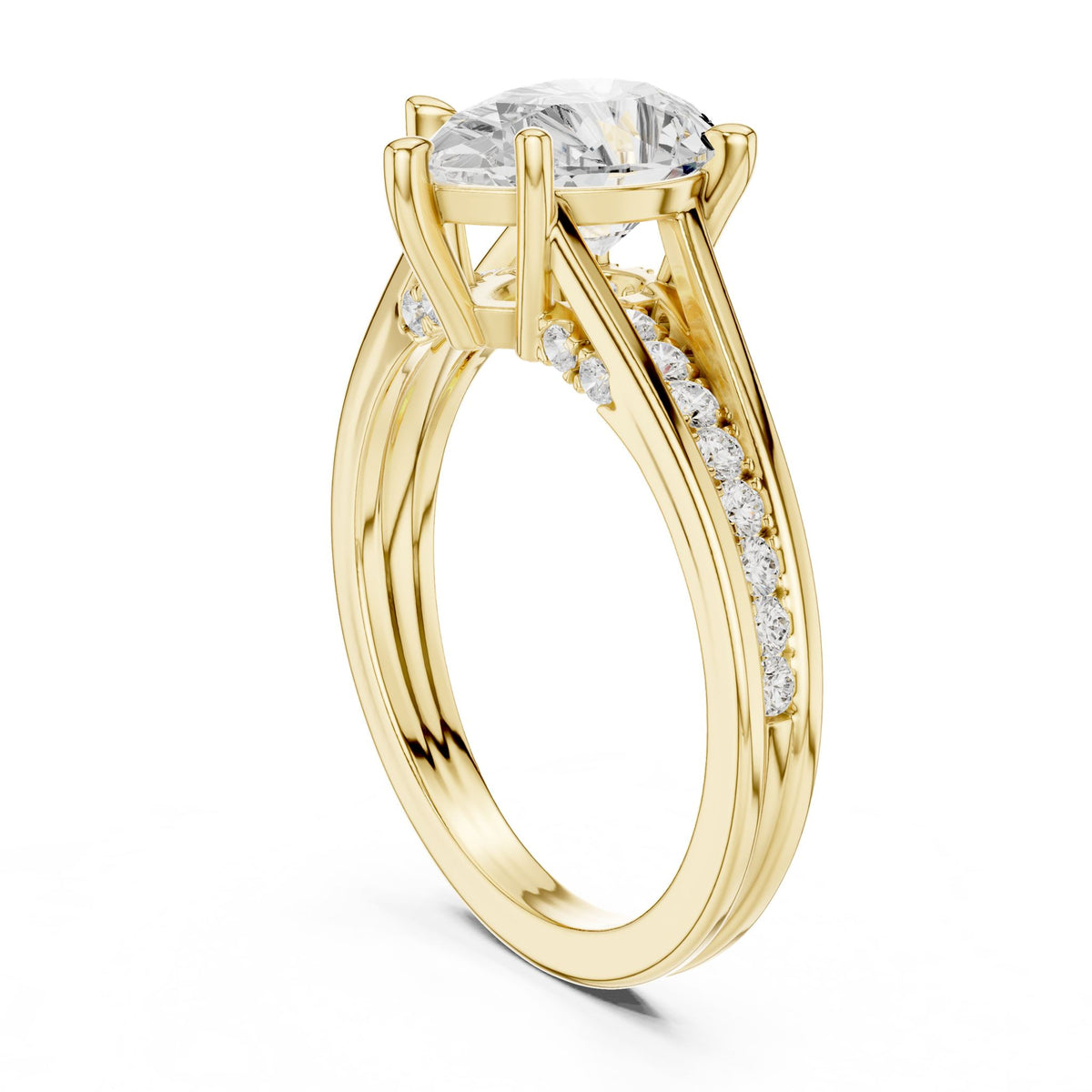 Pear Accented Lab Grown Diamond Engagement Ring