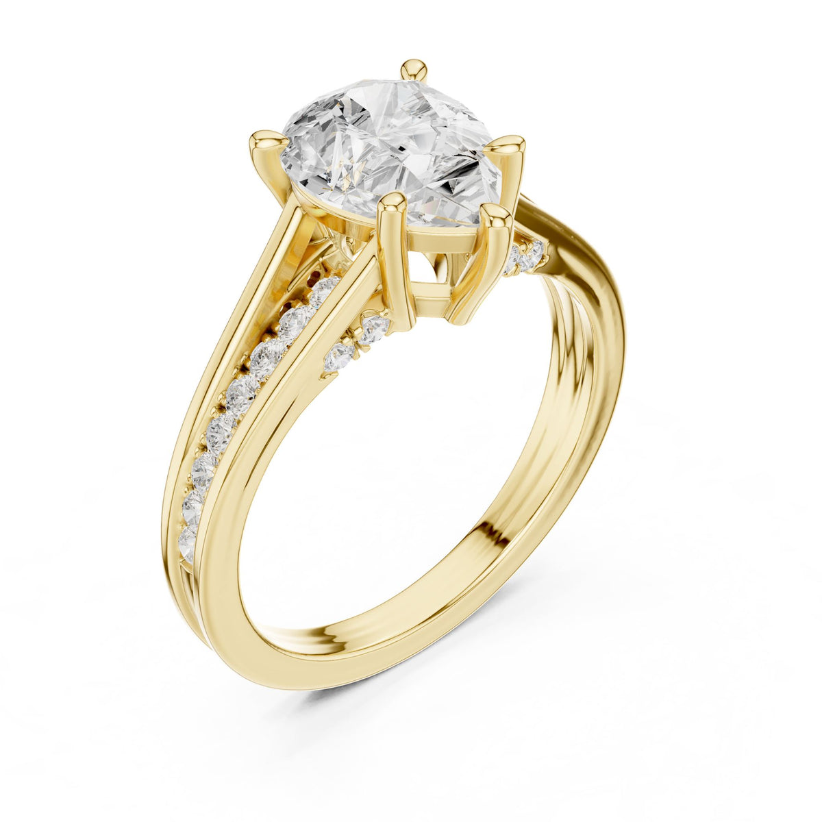 Pear Accented Lab Grown Diamond Engagement Ring
