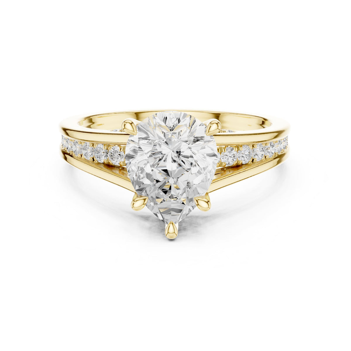 Pear Accented Lab Grown Diamond Engagement Ring