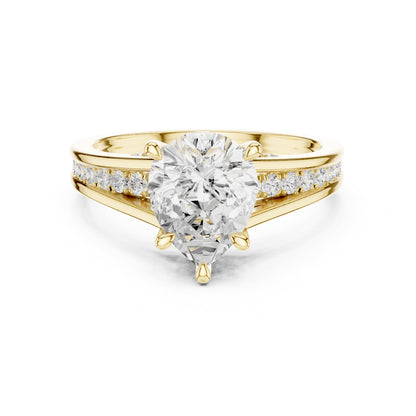 Pear Accented Lab Grown Diamond Engagement Ring