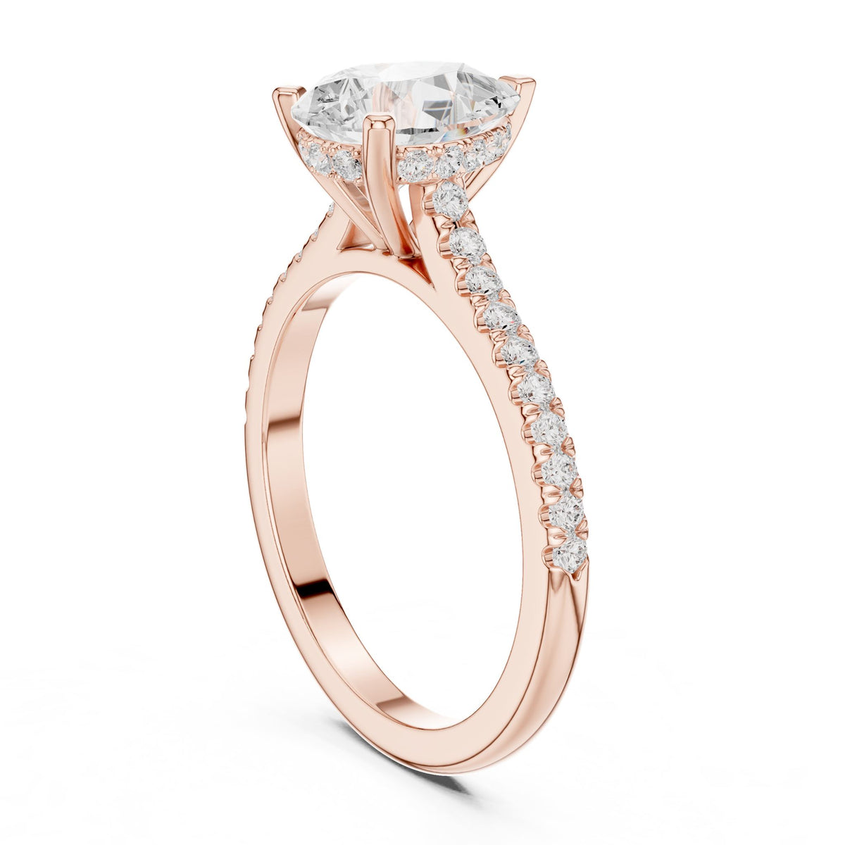 Pear Accented Lab Grown Diamond Engagement Ring