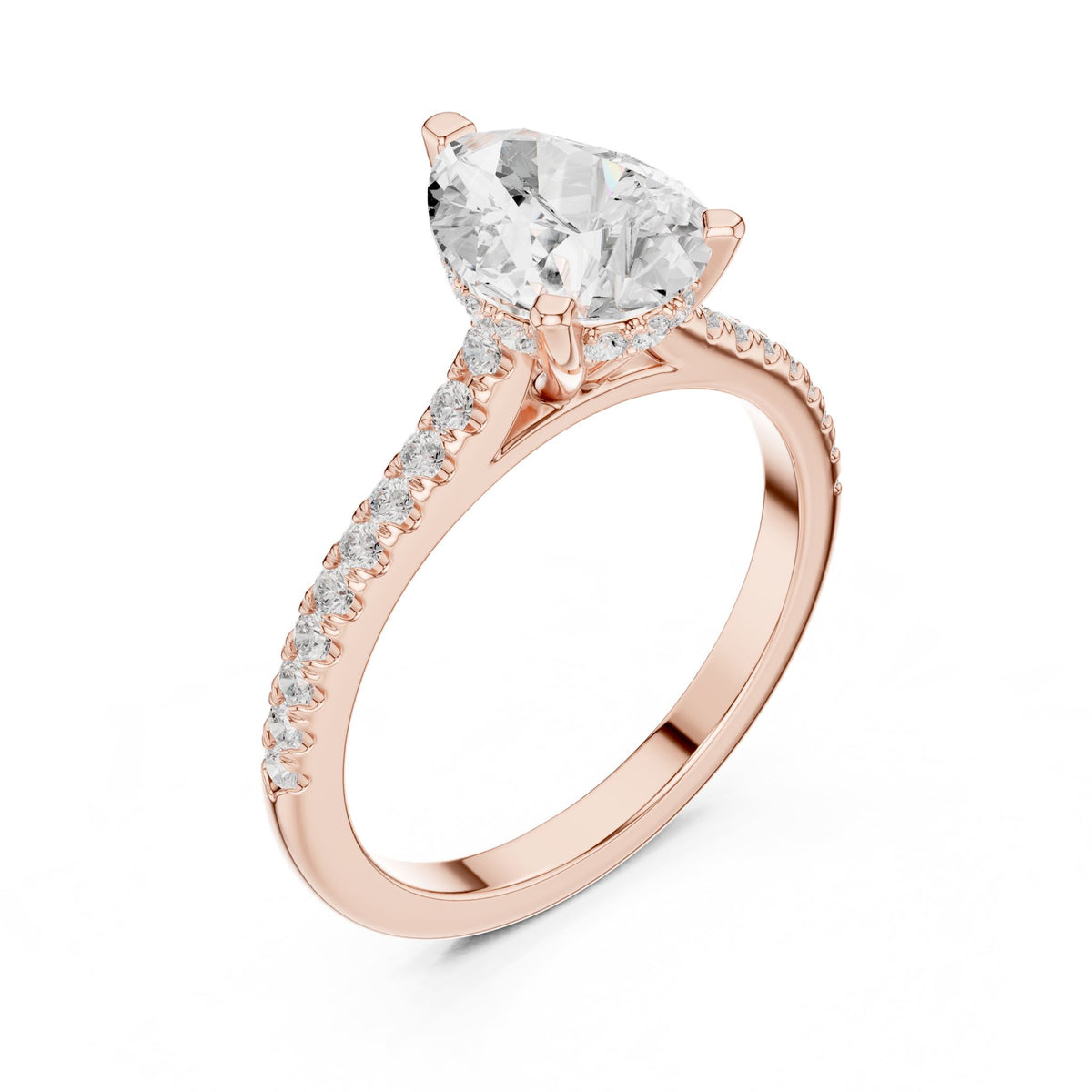 Pear Accented Lab Grown Diamond Engagement Ring