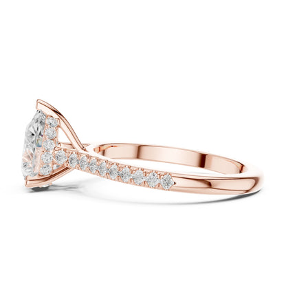 Pear Accented Lab Grown Diamond Engagement Ring