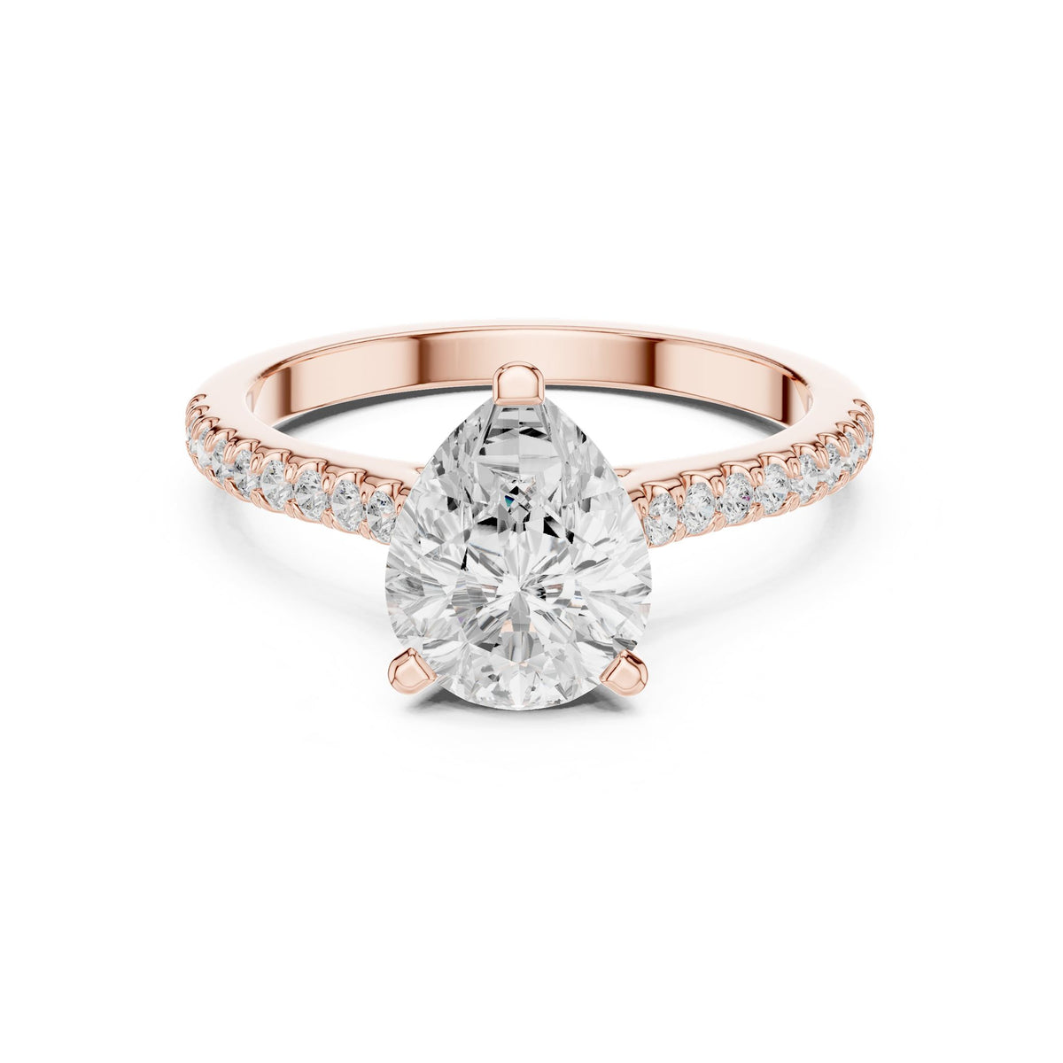 Pear Accented Lab Grown Diamond Engagement Ring