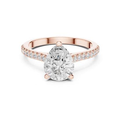 Pear Accented Lab Grown Diamond Engagement Ring