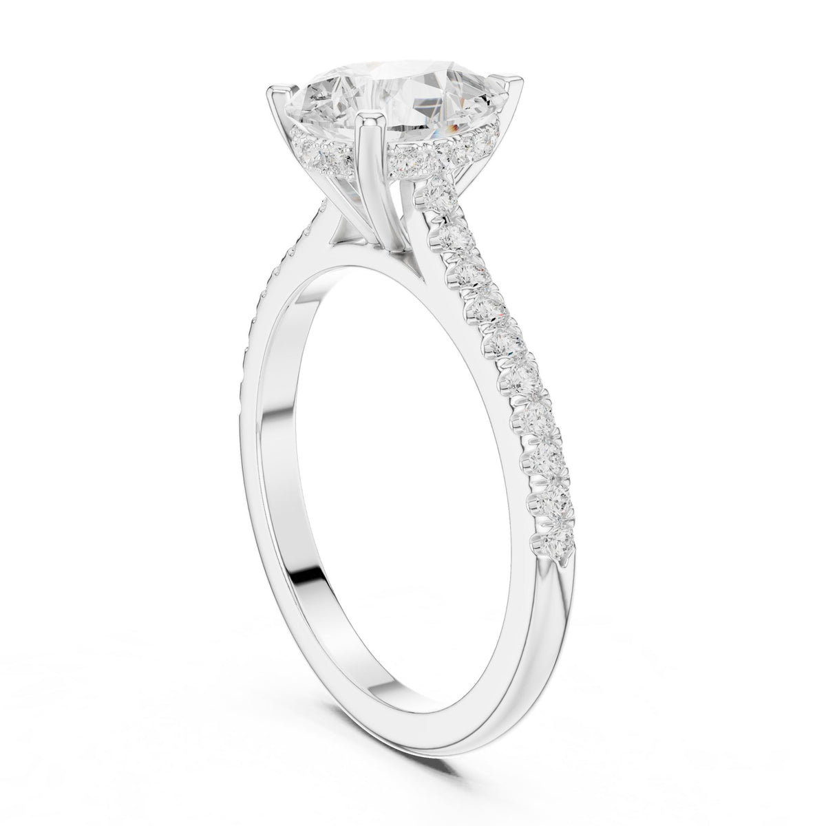 Pear Accented Lab Grown Diamond Engagement Ring