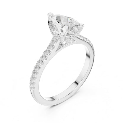 Pear Accented Lab Grown Diamond Engagement Ring