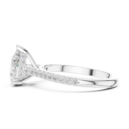 Pear Accented Lab Grown Diamond Engagement Ring