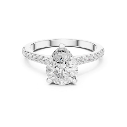 Pear Accented Lab Grown Diamond Engagement Ring