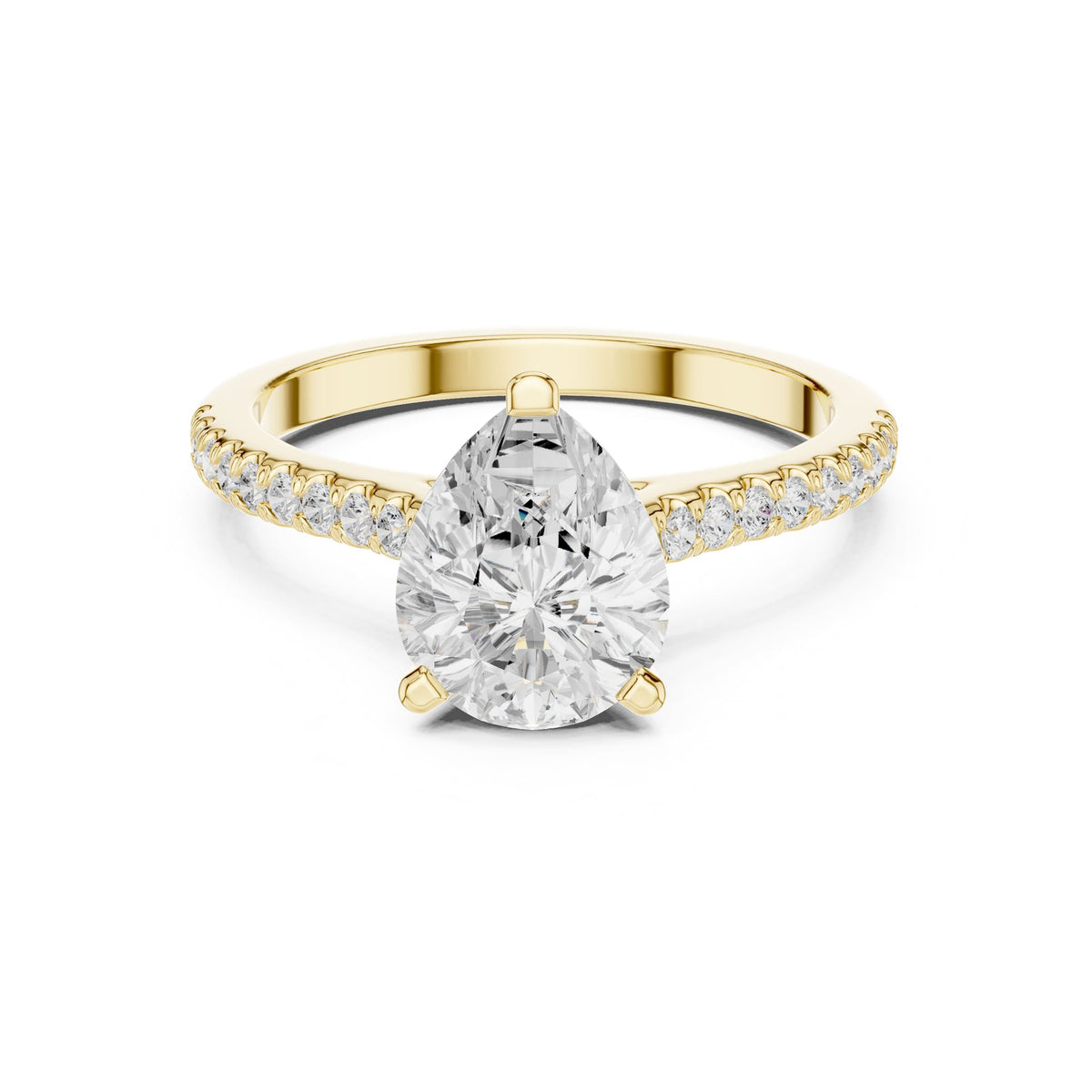 Pear Accented Lab Grown Diamond Engagement Ring