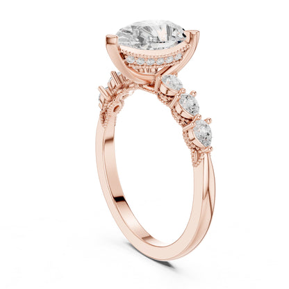 Pear Accented Lab Grown Diamond Engagement Ring