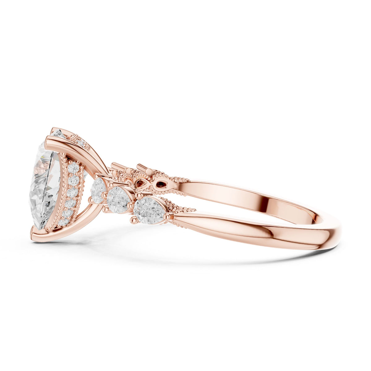 Pear Accented Lab Grown Diamond Engagement Ring