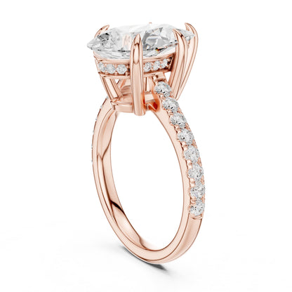 Pear Accented Lab Grown Diamond Engagement Ring