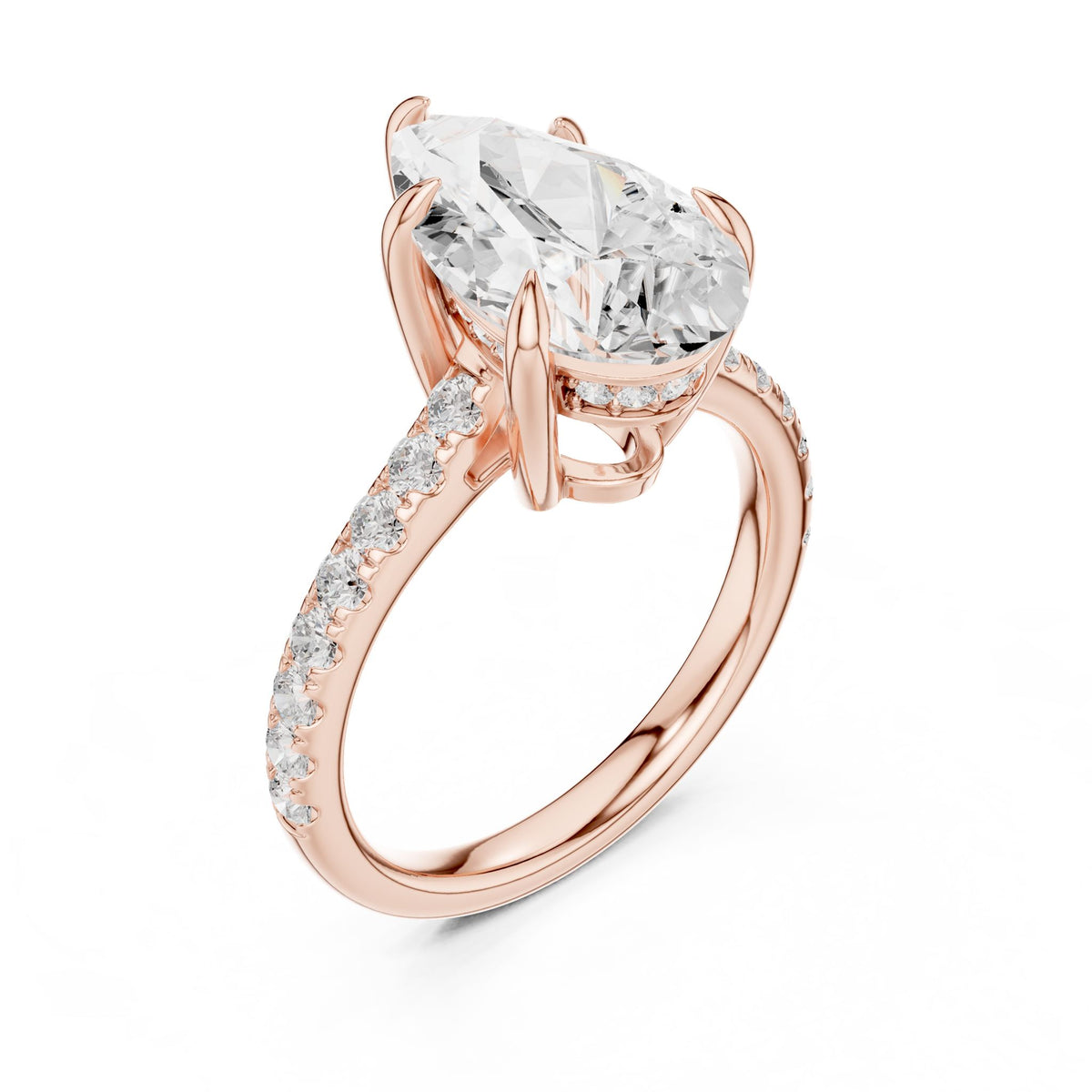 Pear Accented Lab Grown Diamond Engagement Ring