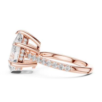 Pear Accented Lab Grown Diamond Engagement Ring