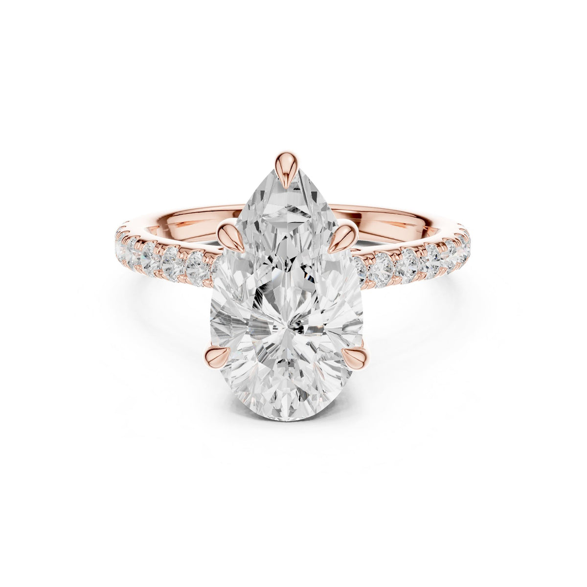 Pear Accented Lab Grown Diamond Engagement Ring