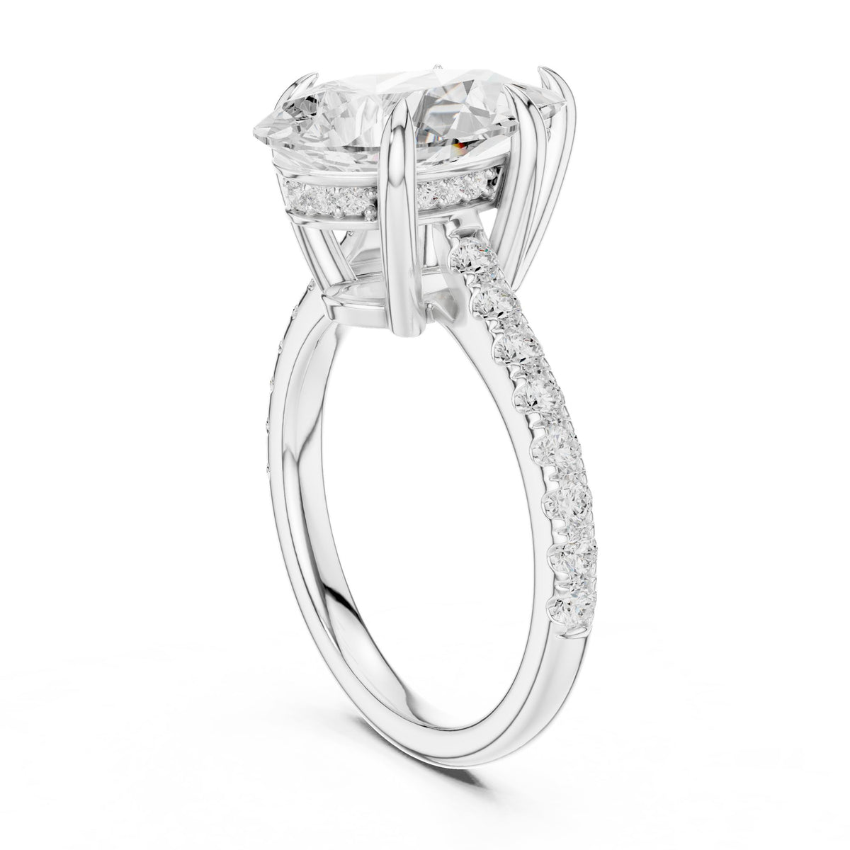 Pear Accented Lab Grown Diamond Engagement Ring