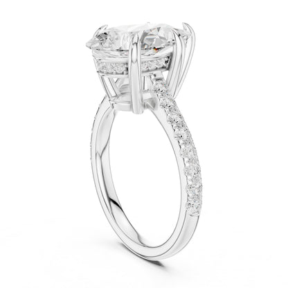 Pear Accented Lab Grown Diamond Engagement Ring