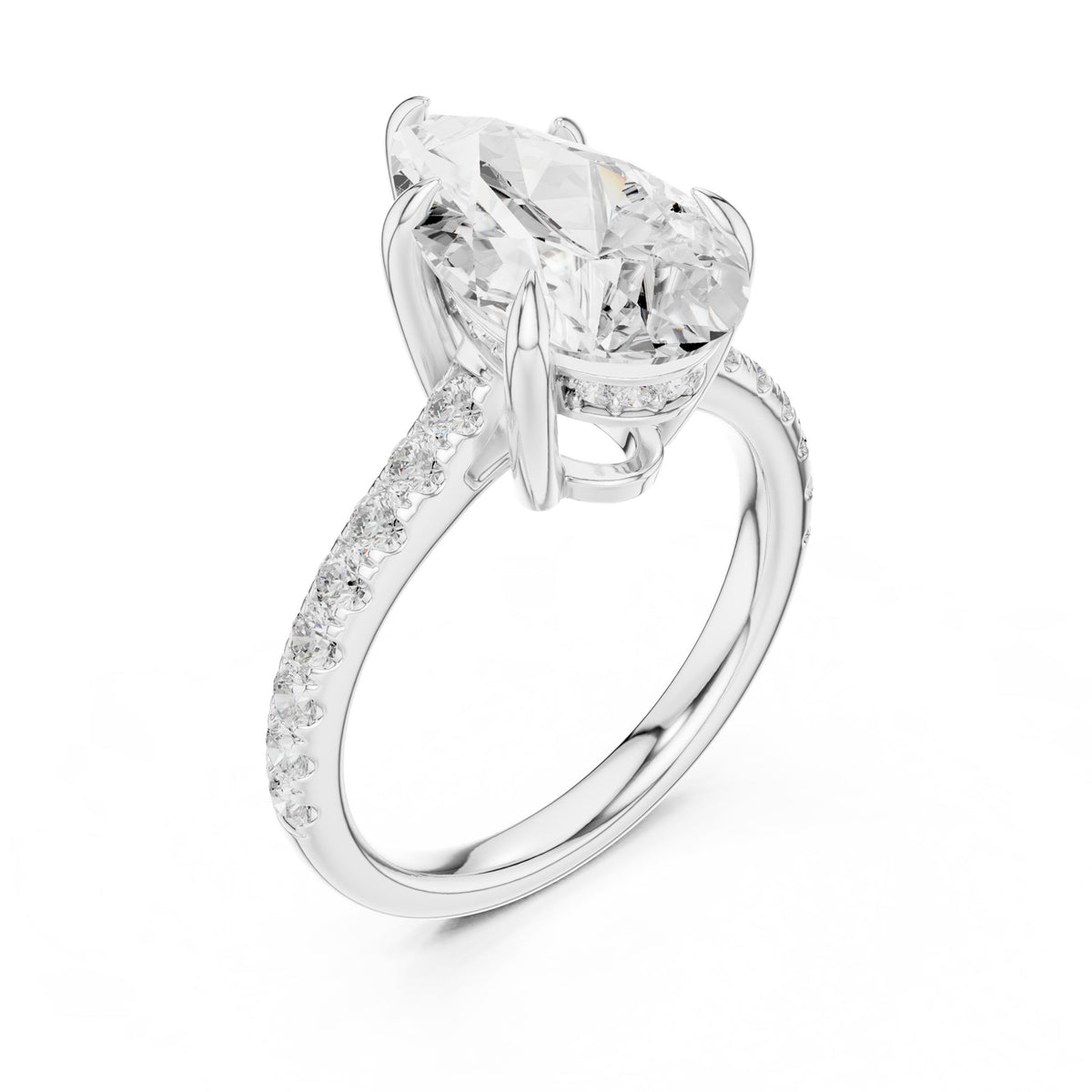Pear Accented Lab Grown Diamond Engagement Ring