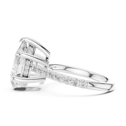 Pear Accented Lab Grown Diamond Engagement Ring