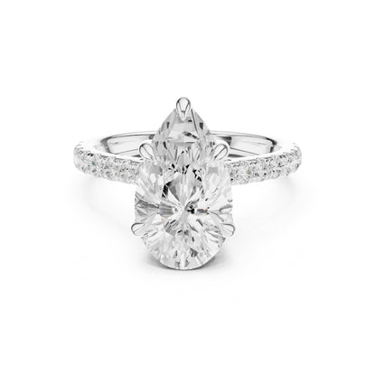 Pear Accented Lab Grown Diamond Engagement Ring