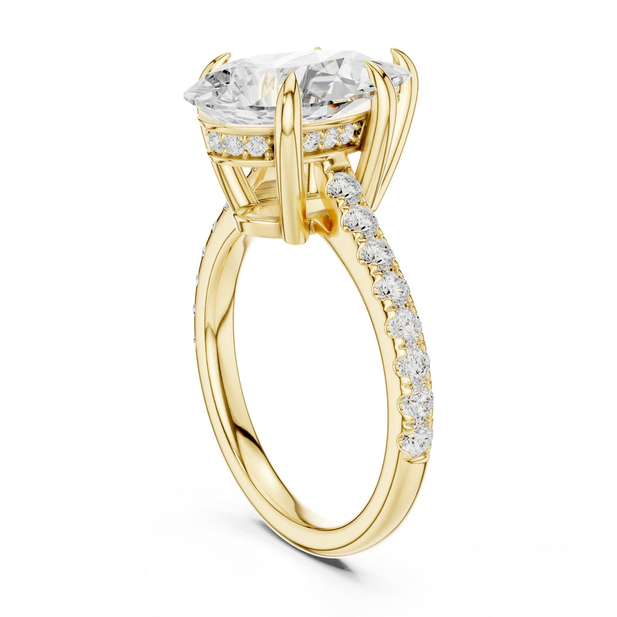 Pear Accented Lab Grown Diamond Engagement Ring