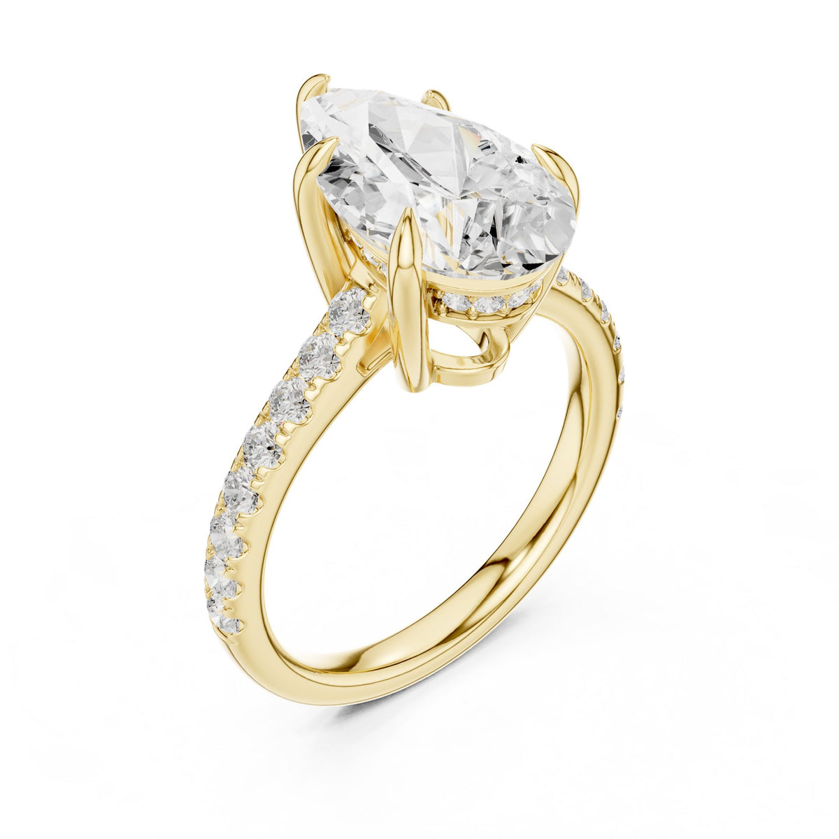 Pear Accented Lab Grown Diamond Engagement Ring