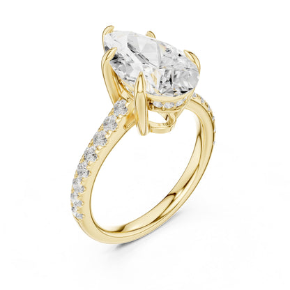 Pear Accented Lab Grown Diamond Engagement Ring