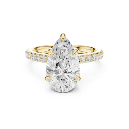 Pear Accented Lab Grown Diamond Engagement Ring