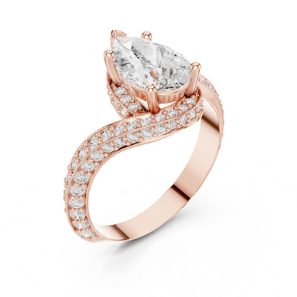 Pear Bypass Lab Grown Diamond Engagement Ring
